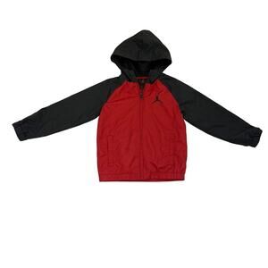 Nike Air Jordan Full Zip Hooded Jacket Black Red Size Youth 5/6